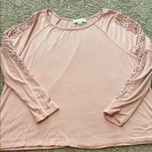 Forever 21 Plus Size light pink long sleeve top.